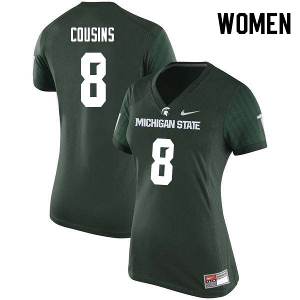 Women #8 Kirk Cousins Michigan State College Football Jerseys Sale-Green